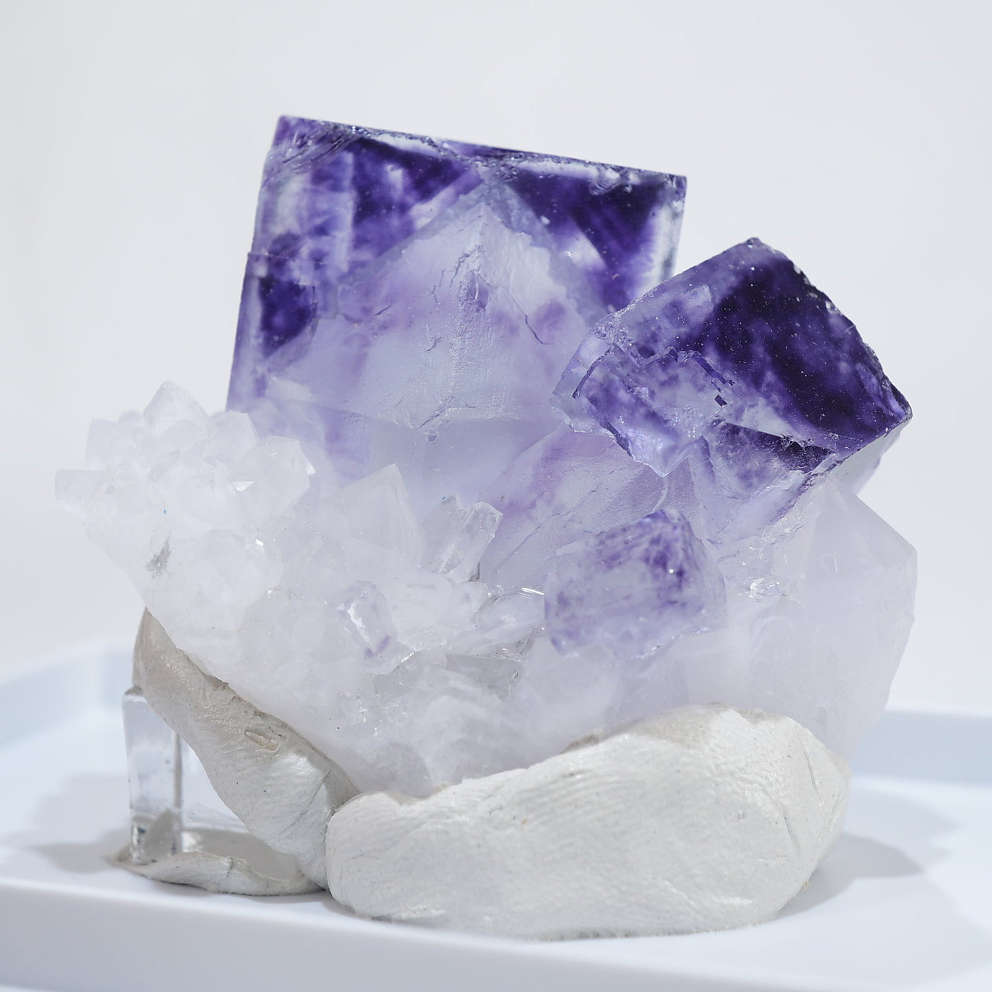 ヤオガンシャン産 フローライト クラスター 鉱物標本 セット 中国 ヤオガンシャン産 フローライト・水晶|ハッピーギフト